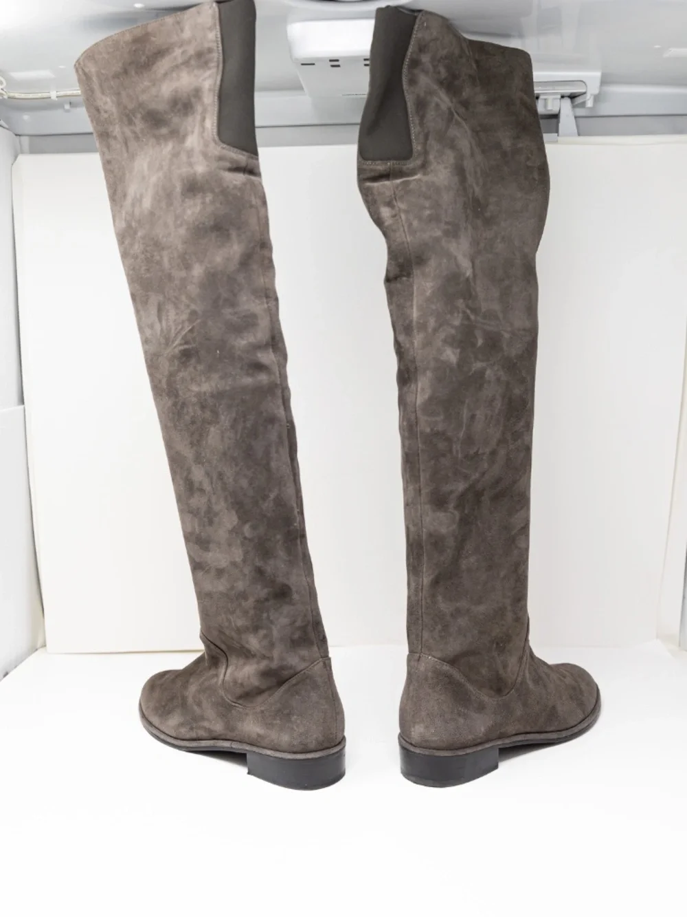 Stuart Weitzman x Scoop Genuine Suede Flat Over The Knee Boots Shoes Gray 8.5